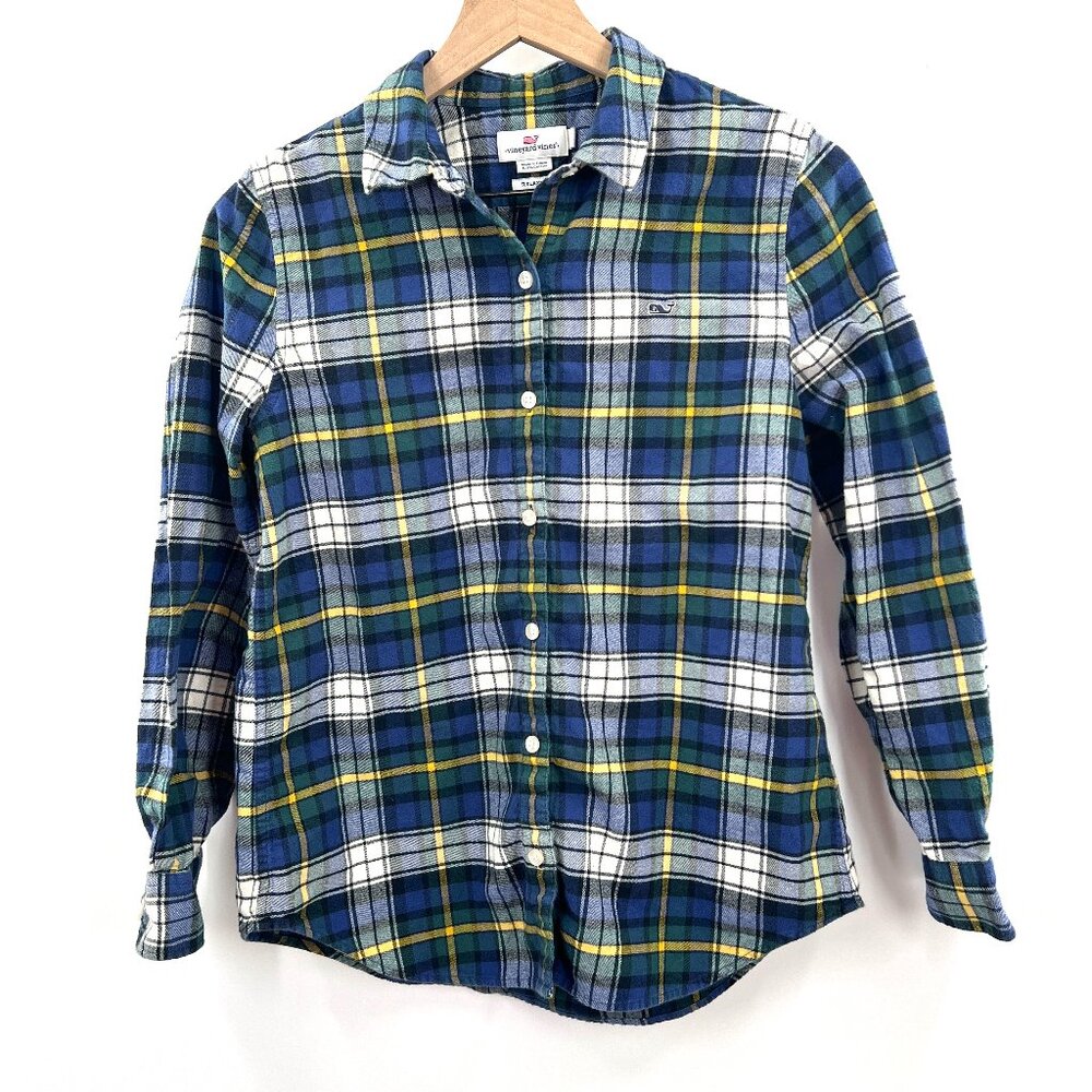 Vineyard Vines relaxed fit 100% cotton flannel plaid shirt classic preppy top 2